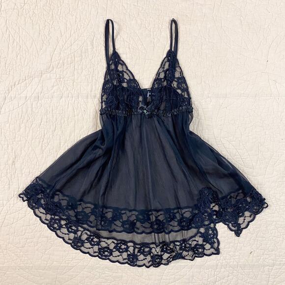 Vintage Fredricks of Hollywood Slip Dress Sheer Black Women Medium Romantic Sexy - Picture 1 of 7